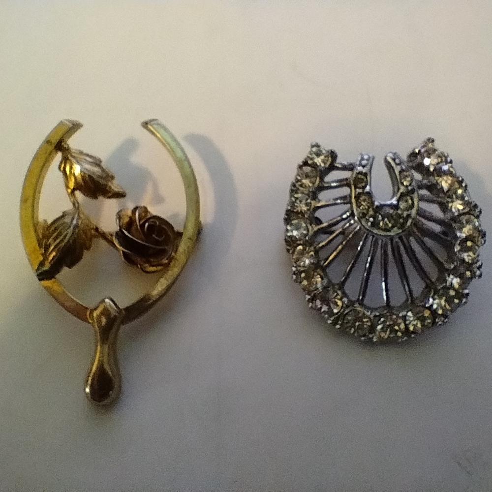 Two Equine Themed Brooches Gold And Silver Coloured, 1 Boyd Bond Sterling